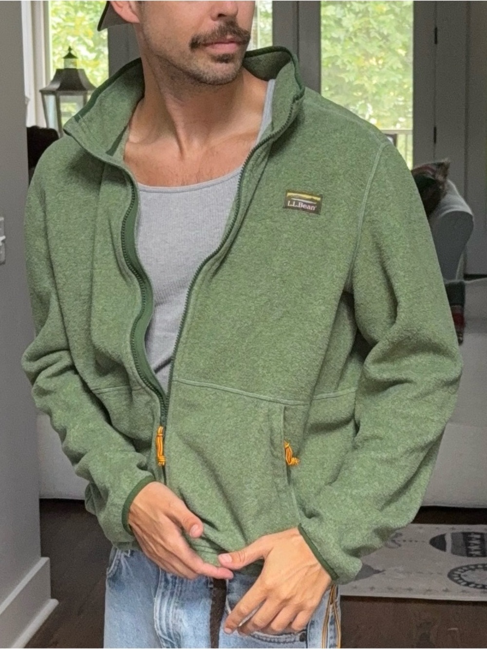 🌲 L.L.Bean Green Full Zip Fleece Jacket XL